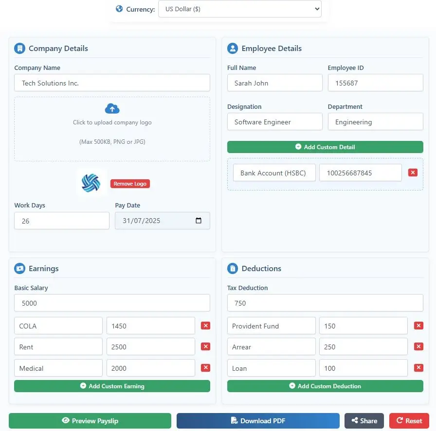 salary pay slip Generator