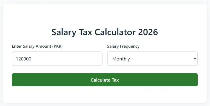 Income Salary Tax Calculator 2026 Pakistan
